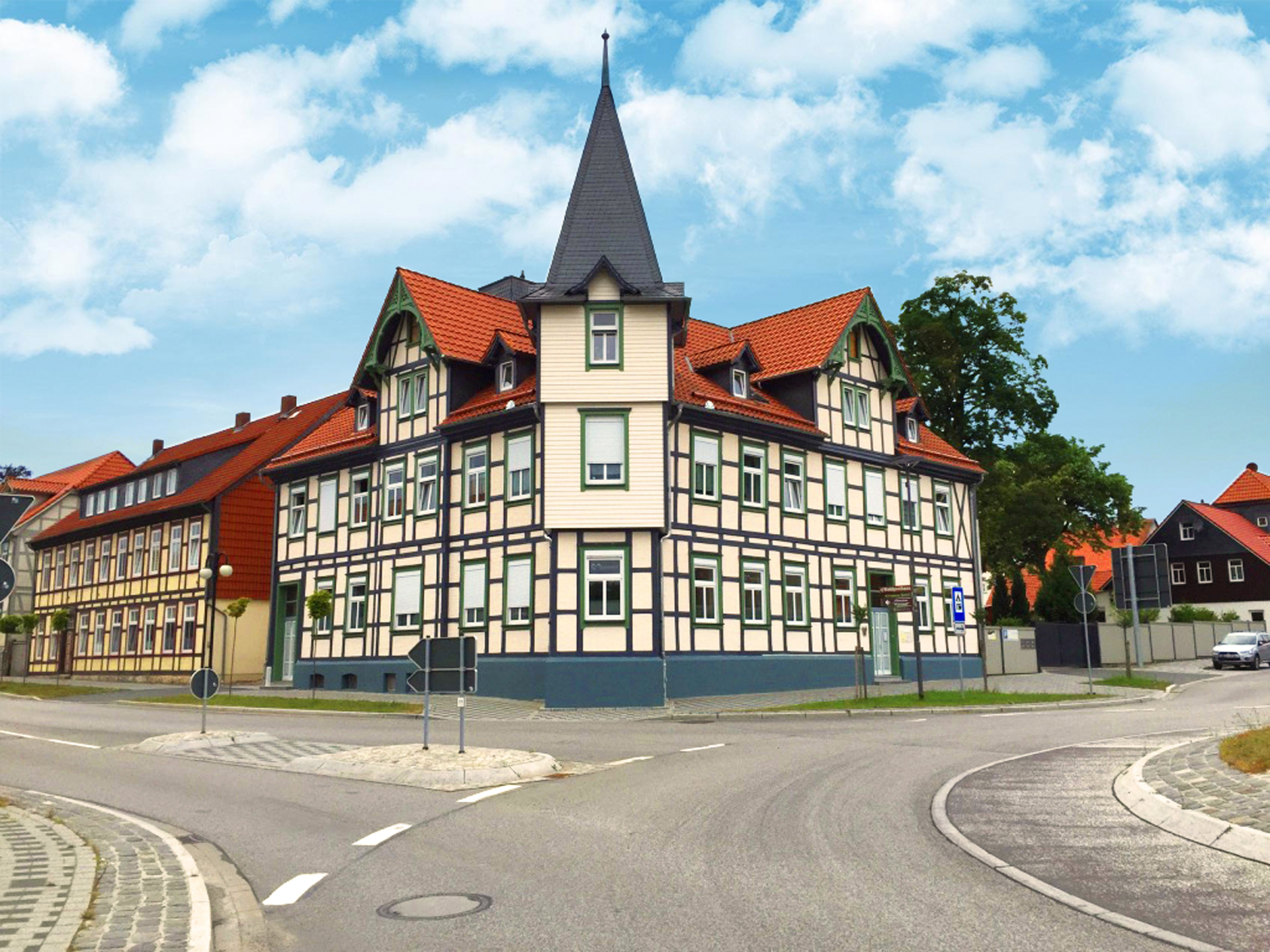 Frontalansicht des Haus Sonnenschein und der Ferienwohnung in Elbingerode